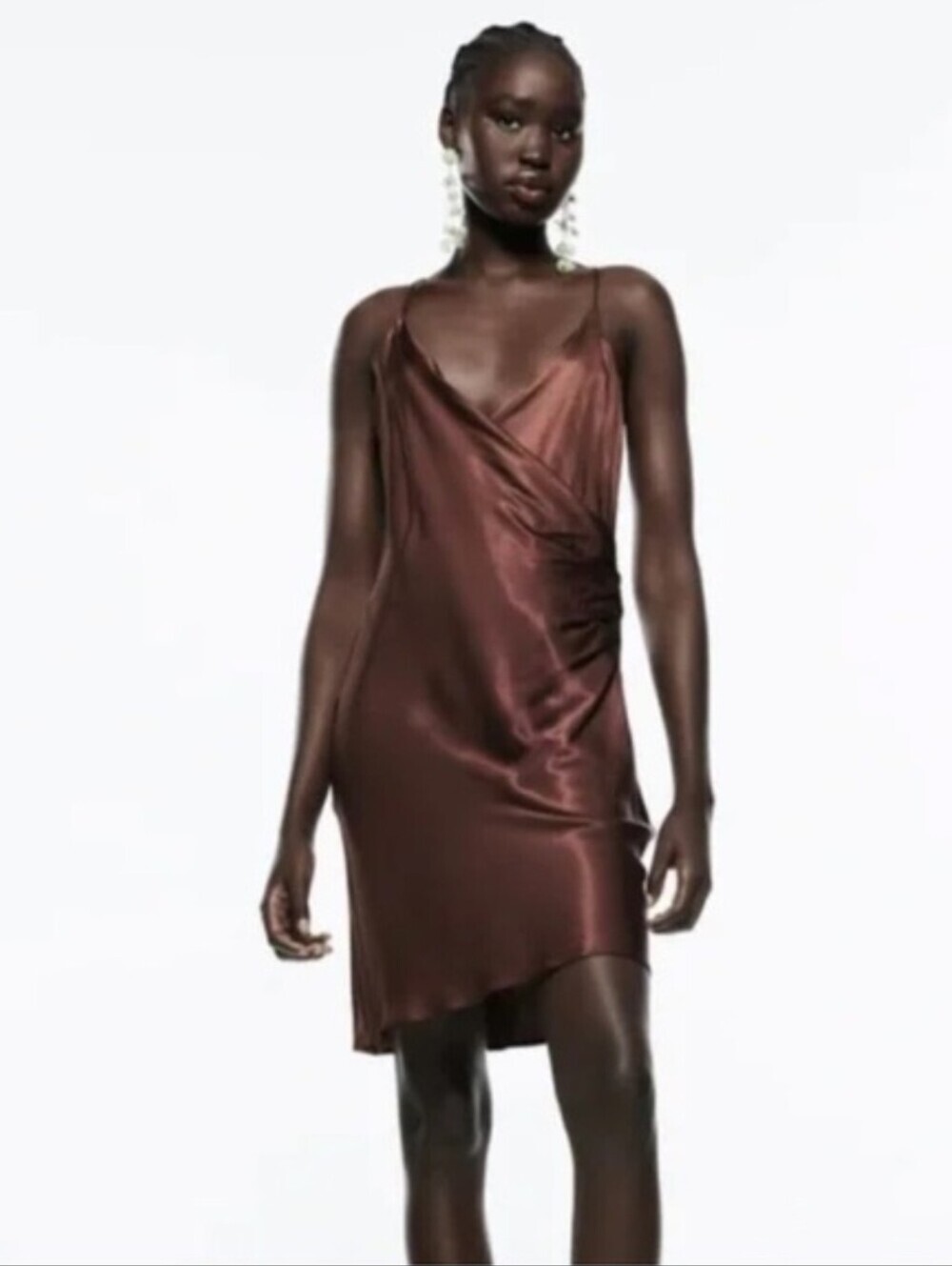 Zara | NWT Brown Satin Slip Dress Size Medium